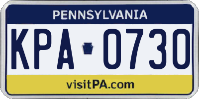 PA license plate KPA0730