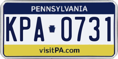 PA license plate KPA0731