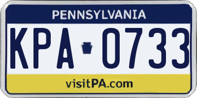 PA license plate KPA0733