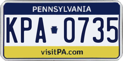 PA license plate KPA0735