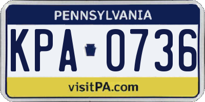 PA license plate KPA0736