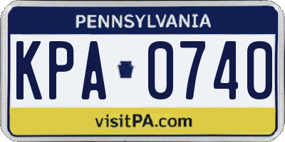 PA license plate KPA0740