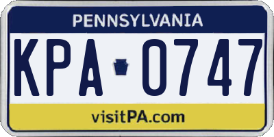 PA license plate KPA0747
