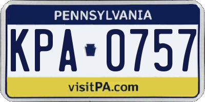 PA license plate KPA0757