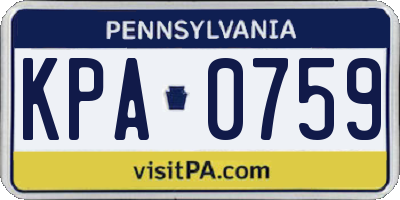 PA license plate KPA0759