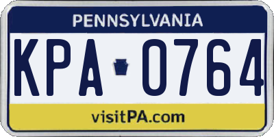 PA license plate KPA0764