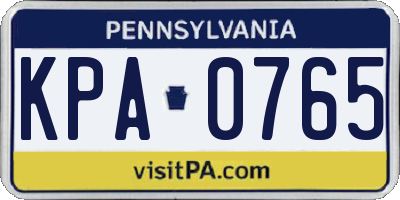 PA license plate KPA0765