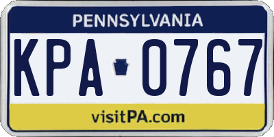PA license plate KPA0767