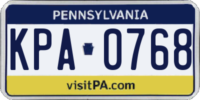 PA license plate KPA0768
