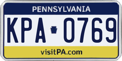 PA license plate KPA0769