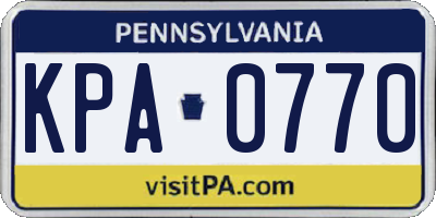 PA license plate KPA0770