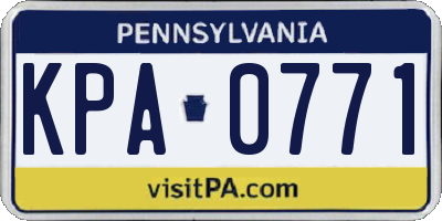PA license plate KPA0771