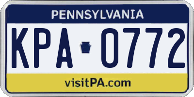 PA license plate KPA0772