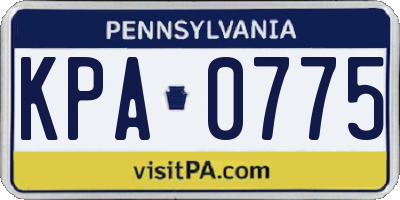 PA license plate KPA0775