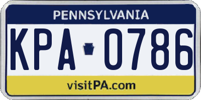 PA license plate KPA0786