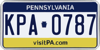 PA license plate KPA0787