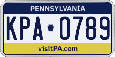 PA license plate KPA0789