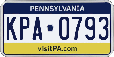 PA license plate KPA0793