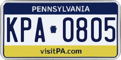 PA license plate KPA0805