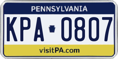 PA license plate KPA0807