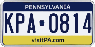 PA license plate KPA0814