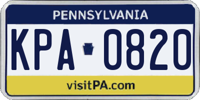 PA license plate KPA0820