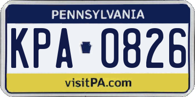 PA license plate KPA0826