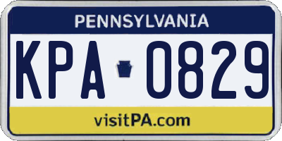 PA license plate KPA0829