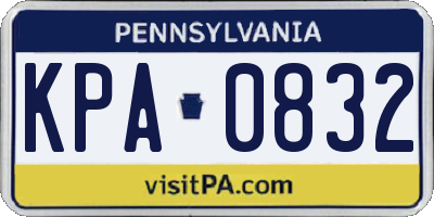 PA license plate KPA0832