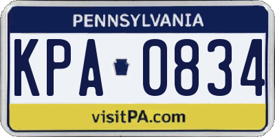 PA license plate KPA0834