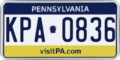 PA license plate KPA0836