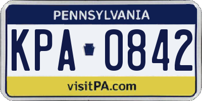 PA license plate KPA0842