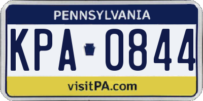 PA license plate KPA0844