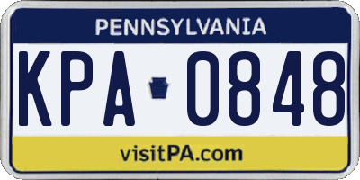 PA license plate KPA0848