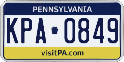 PA license plate KPA0849