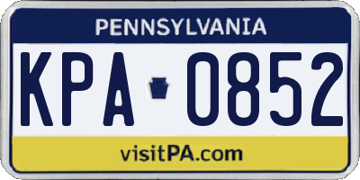 PA license plate KPA0852