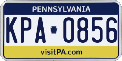 PA license plate KPA0856