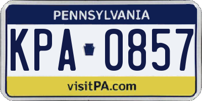 PA license plate KPA0857