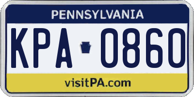 PA license plate KPA0860