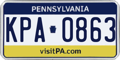 PA license plate KPA0863