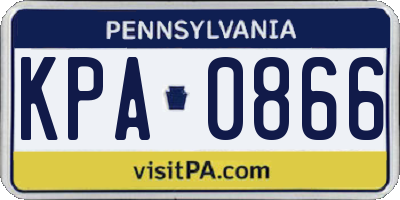 PA license plate KPA0866