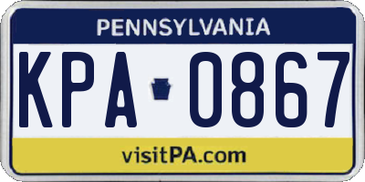 PA license plate KPA0867