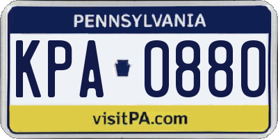 PA license plate KPA0880