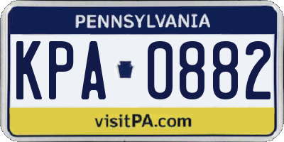 PA license plate KPA0882