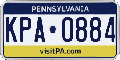 PA license plate KPA0884