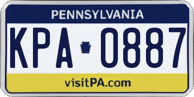PA license plate KPA0887