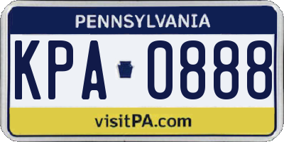 PA license plate KPA0888