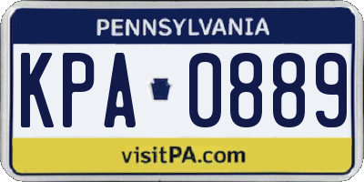 PA license plate KPA0889