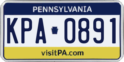 PA license plate KPA0891