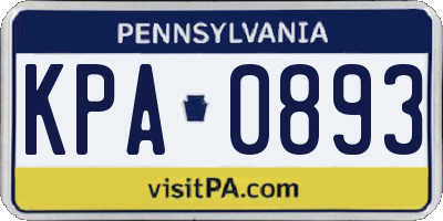 PA license plate KPA0893